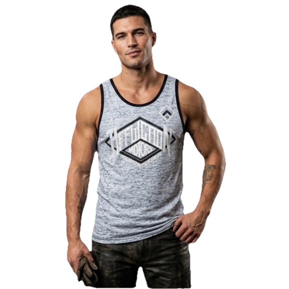 Affliction Men’s White Greyish w/Black Trim Tank Top Size XS